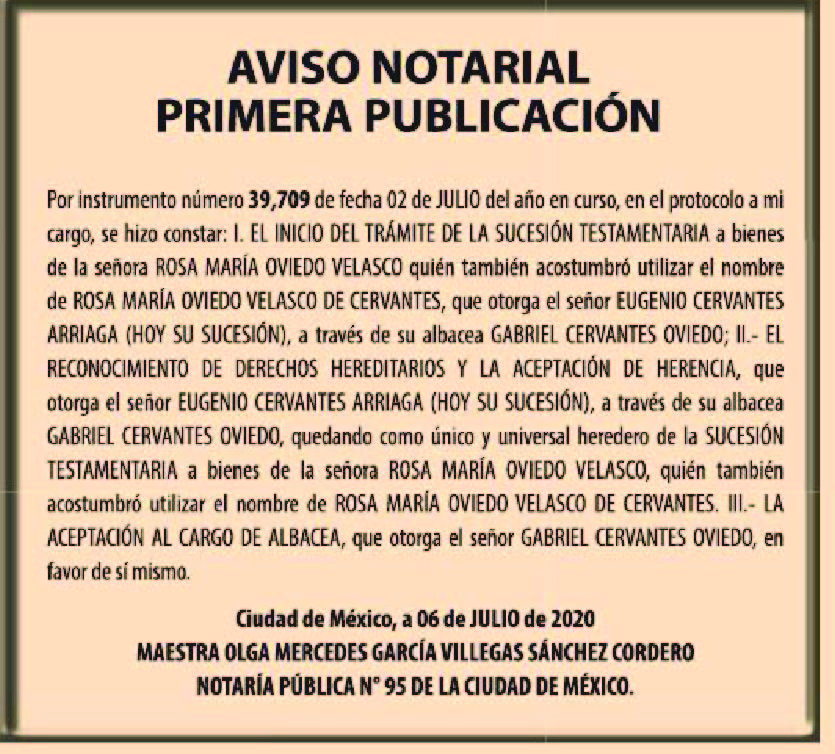 publicar aviso notarial mexico