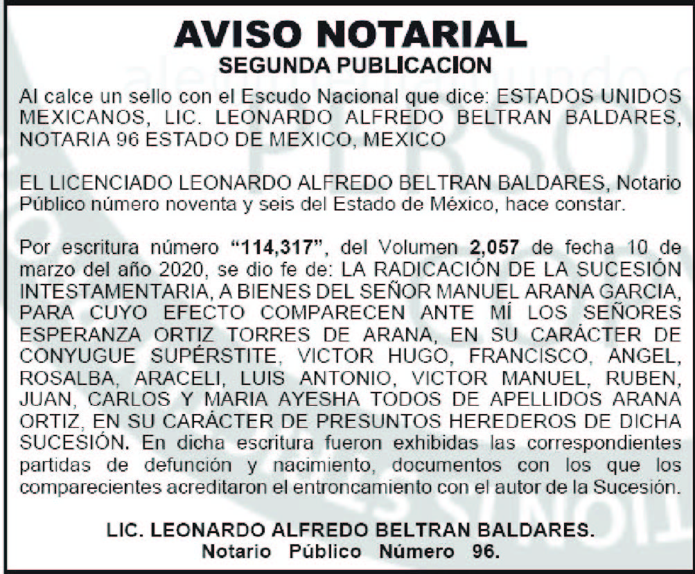 publicar aviso notarial mexico